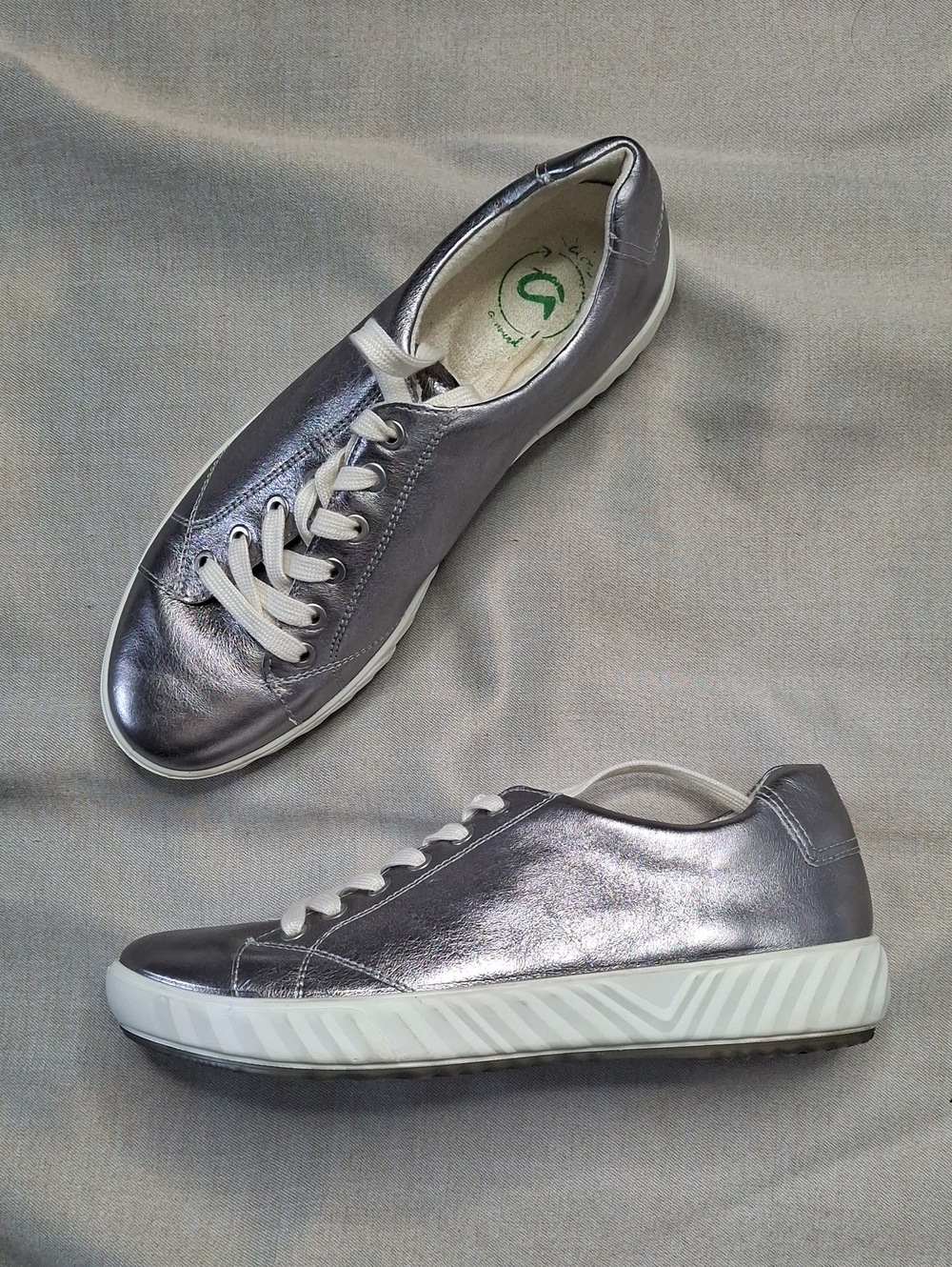Women’s Metallic Silver Lace-Up Casual Sneakers